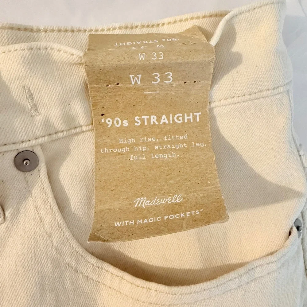Madewell The '90s Straight Jean‎ Vintage Canvas Size 33 NWT
